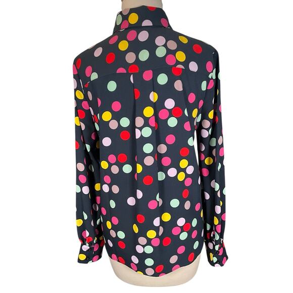 Halogen x Atlantic-Pacific Multicolor Polka Dot Button-Up Blouse Size Small NWOT - Picture 2 of 10
